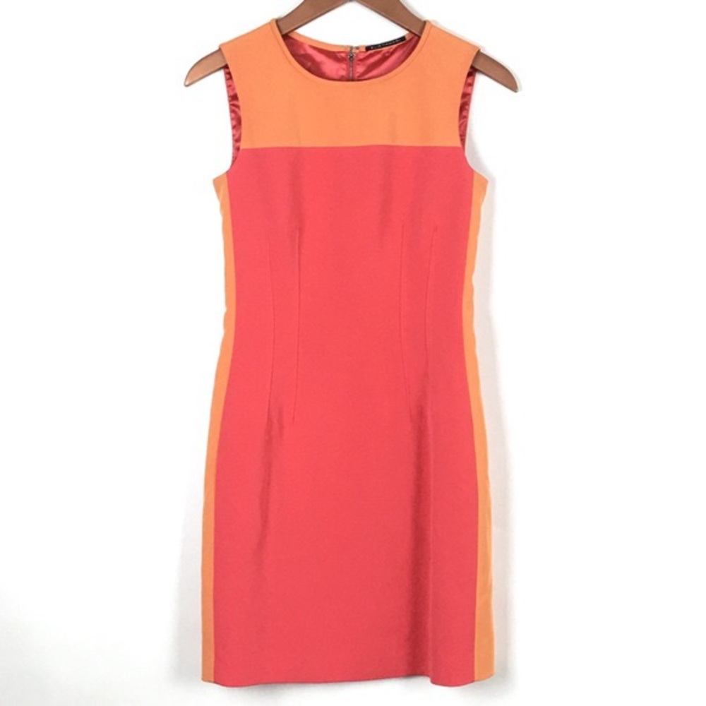 Elie Tahari Sheath Colorblock Dress Pink & Orange
